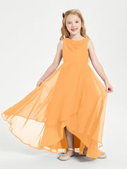 Modern Asymmetrical Junior Bridesmaid Dresses Cowl Neck Tangerine