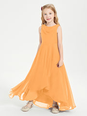 Modern Asymmetrical Junior Bridesmaid Dresses Cowl Neck Tangerine
