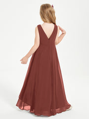 Modern Asymmetrical Junior Bridesmaid Dresses Cowl Neck Terracotta