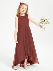Modern Asymmetrical Junior Bridesmaid Dresses Cowl Neck Terracotta