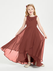 Modern Asymmetrical Junior Bridesmaid Dresses Cowl Neck Terracotta