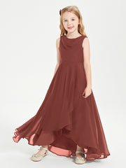 Modern Asymmetrical Junior Bridesmaid Dresses Cowl Neck Terracotta