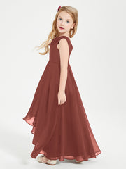 Modern Asymmetrical Junior Bridesmaid Dresses Cowl Neck Terracotta