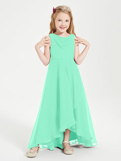 Modern Asymmetrical Junior Bridesmaid Dresses Cowl Neck Turquoise