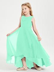 Modern Asymmetrical Junior Bridesmaid Dresses Cowl Neck Turquoise