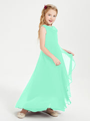 Modern Asymmetrical Junior Bridesmaid Dresses Cowl Neck Turquoise