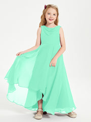 Modern Asymmetrical Junior Bridesmaid Dresses Cowl Neck Turquoise