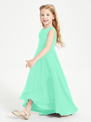Modern Asymmetrical Junior Bridesmaid Dresses Cowl Neck Turquoise