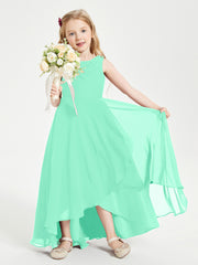 Modern Asymmetrical Junior Bridesmaid Dresses Cowl Neck Turquoise
