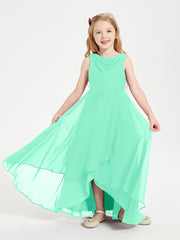 Modern Asymmetrical Junior Bridesmaid Dresses Cowl Neck Turquoise