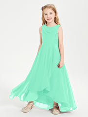 Modern Asymmetrical Junior Bridesmaid Dresses Cowl Neck Turquoise