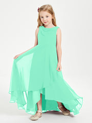 Modern Asymmetrical Junior Bridesmaid Dresses Cowl Neck Turquoise