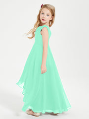 Modern Asymmetrical Junior Bridesmaid Dresses Cowl Neck Turquoise