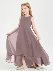 Modern Asymmetrical Junior Bridesmaid Dresses Cowl Neck Vintage Mauve