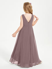 Modern Asymmetrical Junior Bridesmaid Dresses Cowl Neck Vintage Mauve