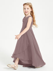 Modern Asymmetrical Junior Bridesmaid Dresses Cowl Neck Vintage Mauve