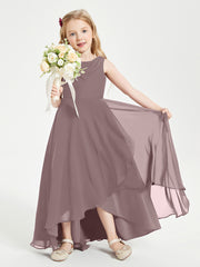 Modern Asymmetrical Junior Bridesmaid Dresses Cowl Neck Vintage Mauve