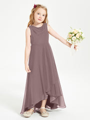 Modern Asymmetrical Junior Bridesmaid Dresses Cowl Neck Vintage Mauve