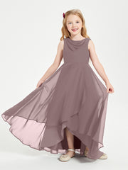 Modern Asymmetrical Junior Bridesmaid Dresses Cowl Neck Vintage Mauve