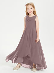 Modern Asymmetrical Junior Bridesmaid Dresses Cowl Neck Vintage Mauve