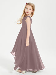 Modern Asymmetrical Junior Bridesmaid Dresses Cowl Neck Vintage Mauve