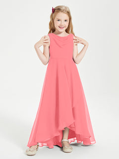 Modern Asymmetrical Junior Bridesmaid Dresses Cowl Neck Watermelon