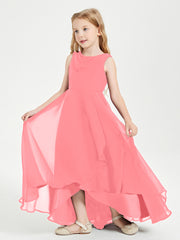 Modern Asymmetrical Junior Bridesmaid Dresses Cowl Neck Watermelon