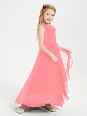 Modern Asymmetrical Junior Bridesmaid Dresses Cowl Neck Watermelon