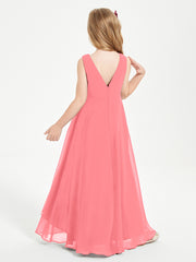 Modern Asymmetrical Junior Bridesmaid Dresses Cowl Neck Watermelon