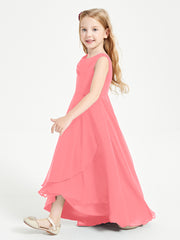 Modern Asymmetrical Junior Bridesmaid Dresses Cowl Neck Watermelon
