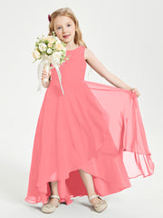 Modern Asymmetrical Junior Bridesmaid Dresses Cowl Neck Watermelon