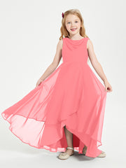 Modern Asymmetrical Junior Bridesmaid Dresses Cowl Neck Watermelon