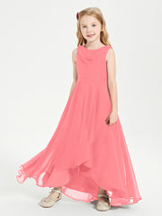 Modern Asymmetrical Junior Bridesmaid Dresses Cowl Neck Watermelon