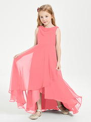 Modern Asymmetrical Junior Bridesmaid Dresses Cowl Neck Watermelon