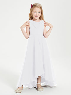 Modern Asymmetrical Junior Bridesmaid Dresses Cowl Neck White