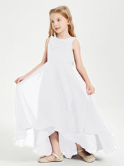 Modern Asymmetrical Junior Bridesmaid Dresses Cowl Neck White