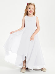 Modern Asymmetrical Junior Bridesmaid Dresses Cowl Neck White