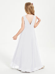 Modern Asymmetrical Junior Bridesmaid Dresses Cowl Neck White