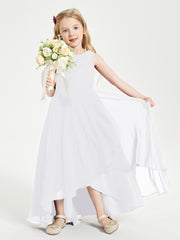 Modern Asymmetrical Junior Bridesmaid Dresses Cowl Neck White