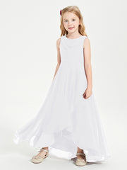 Modern Asymmetrical Junior Bridesmaid Dresses Cowl Neck White