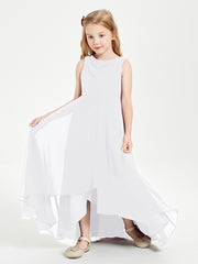Modern Asymmetrical Junior Bridesmaid Dresses Cowl Neck White
