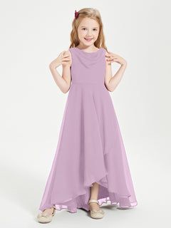 Modern Asymmetrical Junior Bridesmaid Dresses Cowl Neck Wisteria