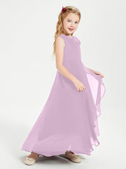 Modern Asymmetrical Junior Bridesmaid Dresses Cowl Neck Wisteria