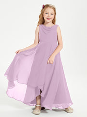 Modern Asymmetrical Junior Bridesmaid Dresses Cowl Neck Wisteria