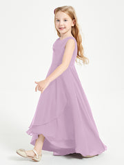 Modern Asymmetrical Junior Bridesmaid Dresses Cowl Neck Wisteria