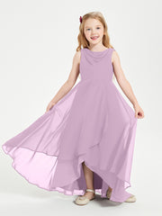 Modern Asymmetrical Junior Bridesmaid Dresses Cowl Neck Wisteria