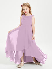 Modern Asymmetrical Junior Bridesmaid Dresses Cowl Neck Wisteria