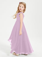 Modern Asymmetrical Junior Bridesmaid Dresses Cowl Neck Wisteria