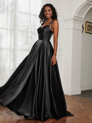 Cowl Neck A-Line Dress With Slit Black