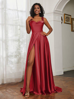 Cowl Neck A-Line Dress With Slit Burgundy Plus Size